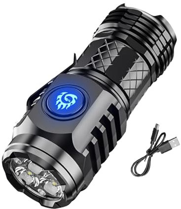 1/2 piezas Linterna LED, linternas de superbrillantes recargables | Linterna LED Alta Potencia para Acampar, Cazar, Pescar y Emergencia, Linterna de bolsillo para acampar brillante LED recargable