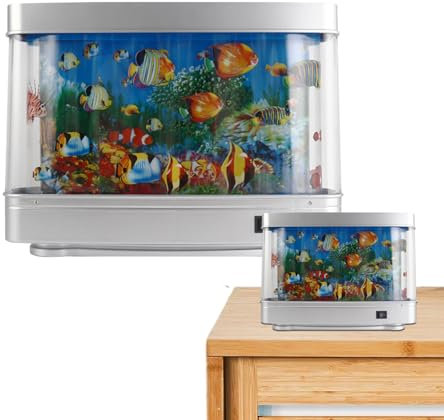 Streysisl Lámpara de pez en movimiento, luz nocturna de acuario para niños - Lámpara de Peces Tropicales Acuario Artificial - Océano virtual sensorial decorativo, acuario de luz nocturna de peces para