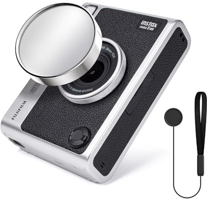 HIYQIN Mini EVO Objektivdeckel, Objektivschutzkappe Kompatibel mit Fujifilm Instax Mini Evo, Instax Mini Evo Objektivschutzhülle - Kunststoff, Silber