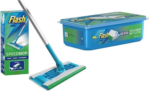 Floor Mop Bundle with 24 Scented Wipes, Flash Speed Microfiber Mop Cleaning kit