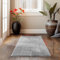 HomebyHome Kurzflor Teppich Läufer 60 x 110 cm Silber Hoch-Tief 3D Effekt Teppich Waschbar, Flauschig und Extra Weich - Skandinavisch Boho Muster Teppich für Wohnzimmer, Schlafzimmer und Küche