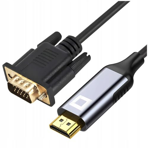 Co2 HDMI zu VGA D-SUB 2K/60Hz, Full HD 1080p, Plug & Play, vergoldet, Einweg-Adapter, Konverter, kompatibel mit Laptops, Monitoren, Projektoren, Aluminium Space Gray (1m)