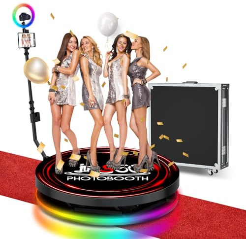 360 Photo Booth Machine for Parties, 360 Selfie Camera Booth, Slow Motion Rotating Video Booth 360 Photobooth with Flight Case (31.6 inches)