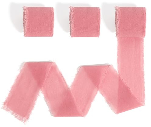 Baby Pink Chiffon Ribbons Gift Wrapping - 3 Rolls, 1.5'' X 20 Yd, Wedding & Florist Ribbon, Pastel Blush Pink
