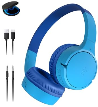Belkin SoundForm Mini Bluetooth Kids Headphones with Case, 30H Battery Life