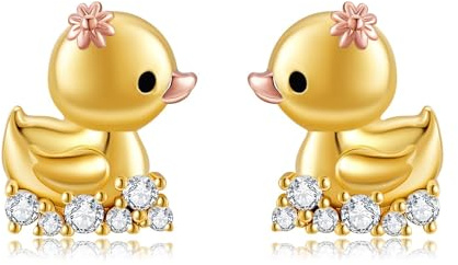 Enten Ohrringe aus Sterlingsilber gelbe Enten Ohrringe für Frauen süßer Enten Schmuck für Frauen