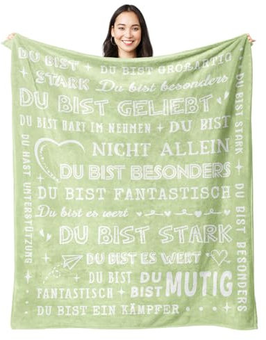 Juratar Geschenke für Frauen Männer, Personalisierte Decke Geburtstagsgeschenk für Frauen, Dankeschön-Geschenke für Freundin Schwester Kollegin, Superweiche Decke aus Flanell (Grasgrün)