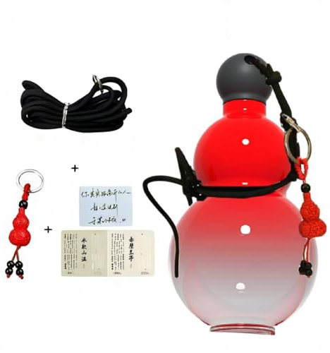 Fans du jeu Black Myth Wukong, style rétro chinois, bouteille d'eau transparente de style gourde, bouteille d'eau de sport étanche avec bouchon à vis (B rouge)