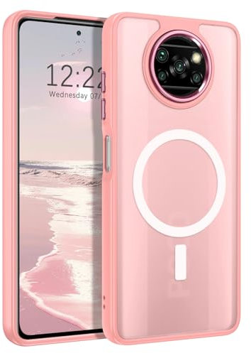 YINLAI Magnetische Hülle für Xiaomi Poco X3 Pro/NFC - Transluzente Matte Stoßfeste Schutzhülle, Rosa/Pink