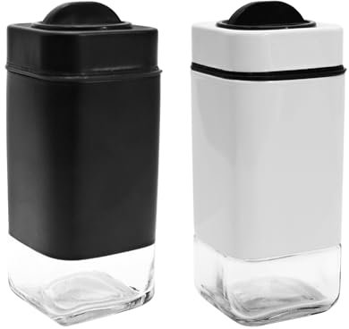 Salieres Et Poivrieres, Saliere Set De 2 Bouteilles, Pot A Epices Bec RéGlable, Noir Et Blanc, 10 X 4,6 Cm
