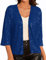GRACE KARIN Damen Business Casual Cropped Pailletten-Cardigan Offene Blazer 3/4 Ärmel kurz Leicht Jacke Mantel Strickjacke Cardigan L Kobaltblau