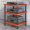 JIAOCKJIAO Meuble Rack Audio en Bois, Meuble Hi Fi Ouvert avec Cadre en Acier au Carbone, Meuble TV Moderne, Meuble Stéréo AV avec Grand Espace de Rangement, Meuble Audio Vidéo(Brown,3 tier 60x54x66CM