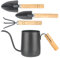 XTDMJ Arrosoir noir de 350 ml pour plantes d'intérieur avec 3 outils de jardin, mini arrosoir, en acier inoxydable, long bec, arrosoir de jardin pour plantes d'intérieur et plantes succulentes