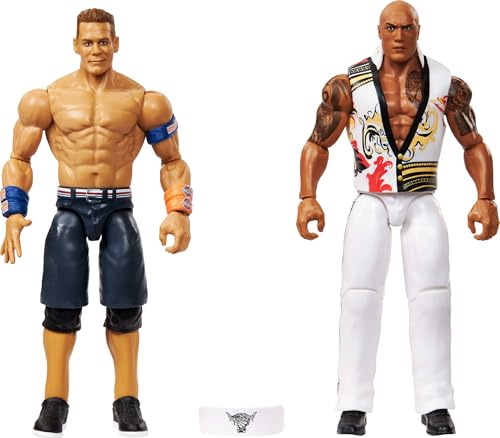 Mattel WWE Championship Showdown Action Figures 2-Pack with Accessory, Series #23 The Rock & John Cena Collectible Set, 6-inch