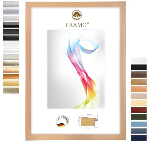 FRAMO Cadre photo en bois 24 x 32 cm (Dimension de l'image) en Hêtre naturel | Taille sélectionnable | Affiches | Puzzle | Collage | Sur mesure | personnalisés