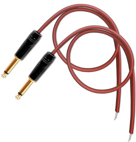 YARCHONN Cable TS macho de 6,35 mm a cable desnudo de 1/4 pulgadas, cable mono de audio Pigtail de 1,64 pies, conector jack adaptador para equipo de audio, altavoz, micrófono, repuesto, reparación de