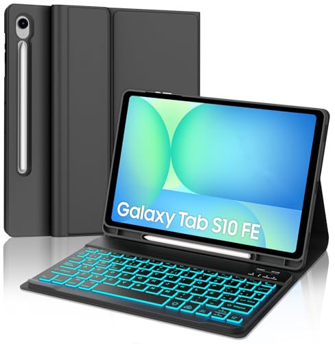 FOGARI Teclado para Samsung Tab S10 FE 10.9 2025/Tab S9 FE 10.9 2023, Funda para Galaxy Tab S10 FE/S9 FE con Español Ñ Teclado Retroiluminado Bluetooth para Tablet Samsung S10 FE/S9 FE 10.9, Negro