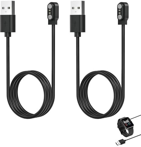 2 Pcs Smart Watch Charger Magnetic 2 Pin 2.84mm for YAMAY SW023, Willful SW021 SW025, Letsfit ID206, ID205L ID205U ID205S ID216, Umidigi Uwatch 3S, Uwatch 2S, Smart Watch Charging Cable (60cm) USB A