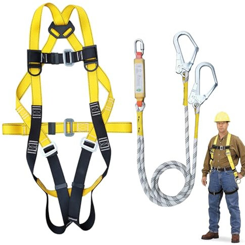 Sicherheitsgurt für den Bau, Absturzsicherungsgurt - Arbeitsgeschirr für Männer - Absturzsicherungsset, Ganzkörper bsturzsicherungsset bietet angepasst-Dachgurte,Sicherheitsgurt-Absturzsicherungsset i