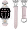 wutwuk Lederarmband Kompatibel mit Apple Watch Armband 40mm 42mm(Series 10) 41mm 38mm, Damen Schlankes Armbänder mit Strass Diamant Schnalle für iWatch SE Series 10 9 8 7 6 5 4 3 2 1, Silber+Hellrosa
