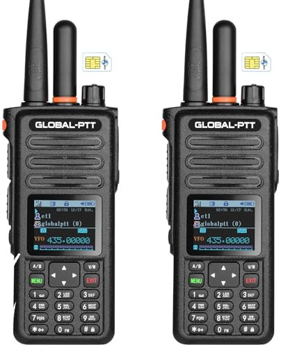 G8plus PoC & UHF Analogue Radios – Nationwide Coverage Unlimited Range - Built-in 1-Year SIM Data Plan, Repeater-Compatible Push-to-Talk Communication (Black)