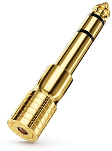 deleyCON Klinke Adapter 3,5mm auf 6,35mm AUX Stereo, vergoldet | Klinkenstecker mit vergoldeten Kontakten, für Kopfhörer, Lautsprecher, Gitarre, Hifi Verstärker, Keyboard, Mischpult usw.
