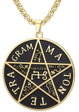 TEAMER Pentagramm von Salomon Halskette Tetragrammaton Anhänger König Salomon Siegel Magisches Amulett Schmuck Für Männer Frauen