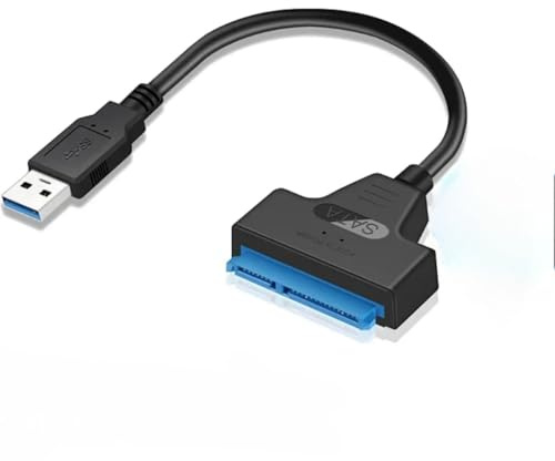 1 x 20 cm USB 3.0 2.0 SATA-Kabel-Adapter, Verlängerung, Computerkabel, Stecker, unterstützt 6,3 cm externe SSD-Festplatte, USB. Nützlich und attraktiv