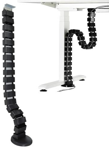 Desk Cable Management, Universal Cable Management System for Desks, Rectangular Kuba Slim Line Cable-Management, 1300 mm Length, Cable-Sleeve, Flexible Cable-Sleeve, Black(Black)
