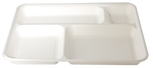 USOBIO Vassoi monouso 4 Scomparti in polpa di cellulosa 37x27cm - BIODEGRADABILI e COMPOSTABILI - Pack 20pz
