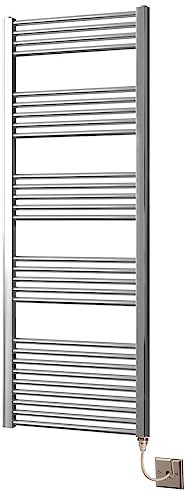 Greened House Chrome Straight Electric Heated Towel Rail 500mm wide x 1600mm high Towel Radiator