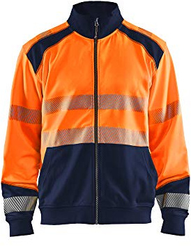 Blaklader 355825285389XS Sweatshirt mit Reissverschluss, High Vis Orange/Marineblau, Größe XS