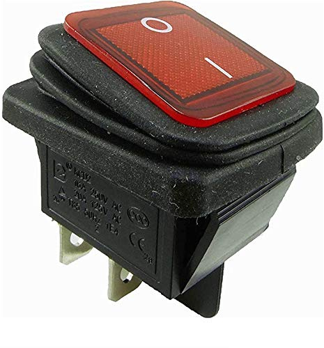 Interrupteurs à bascule étanches 2 pôles (4 broches) MARCHE-ARRÊT 250 V 16 A rouge éclairé (5)