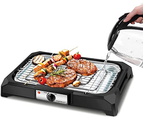 Aigostar Lava 31LDQ– Barbacoa eléctrica, Grill, 2000W, bandeja recoge grasa, uso con agua: evita los humos, uso en interiores, termostato, superficie antiadherente