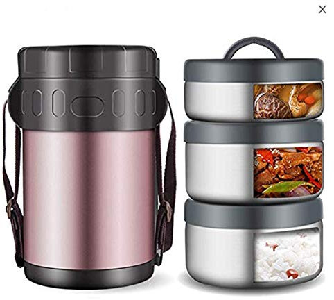 WMWJDQ Frasco Térmico Comida,Termo De Acero Inoxidable para Alimentos Calientes Contenedor Aislado para Almuerzo Frasco Térmico Comida Premium Termo Box De Platos Calientes,WithBag,2L