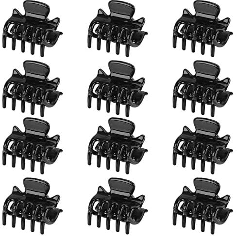 12 PCS Hair Claw Clips Black 1.2 Inches Medium Size Hair Claws Hair Styling Butterfly Hair Clamp for Women Girls