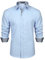 HISDERN Light Blue Dress Shirts for Men Long Sleeve Button Down Collar Regular fit Classic Casual Formal Non Iron Shirt Bleu L