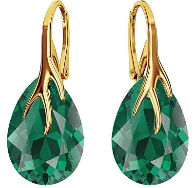 Ohrringe Silber 925 Hängend - Vergoldete Ohrringe Hängend mit Kristallen - Wählen Sie Schmuck für Sie - Wetten Sie Auf Silber Ohrringe Damen in Form eines Tropfes (Emerald)