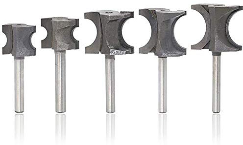Mesee 5 Pieces Half Round Bullnose Router Bits Set, 1/4 Inch Shank Woodworking Milling Cutter Tool 3/16 1/4 5/16 3/8 7/16'' Radius