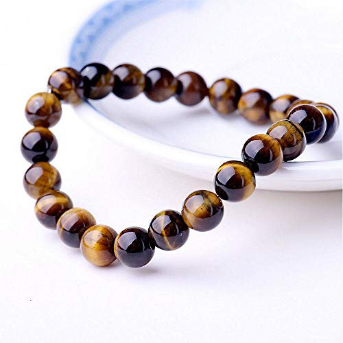 asdas Armband für Damen, Perlenarmband, 8 mm, Natursteinperlen, Herrenschmuck, Halbedelstein, brauner Onyx, Lava, Tigerauge, Heilung für Damen und Herren