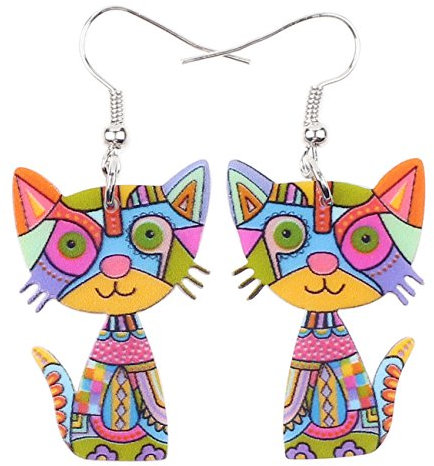 DOWAY Cute Acryl Katze Ohrringe für Frauen Mädchen Mode Tier Ohrringe Schmuck Charms Katze Geschenke (Multicolor)