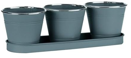 Smart Garden Products 6030302 Windowsill Herb Pots Metal, Slate Grey, One