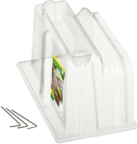 TERRE JARDIN - Porte pour Tunnel de Forçage, 22 x 38 x 21 cm - Fermeture Tunnel de Forçage Rigide, Transparent, 3 Sardines de Fixation Incluses - Protection Potager Nuisibles Mini Serre Rigide