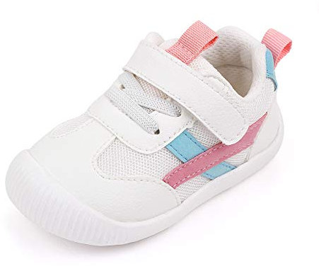 MK MATT KEELY Zapatillas para Bebé Primeros Pasos Zapatos Niño Niña Cuero PU Suela Suave Antideslizante 0-4 años,Rosa,EU21(CN17)