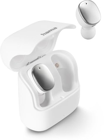 Hama Bluetooth Kopfhörer Spirit Pure (In Ear Kopfhörer mit Mikrofon, True Wireless Earbuds mit Ladecase, IPX5 spritzwassergeschützt, 25h Akku, kabellose Kopfhörer mit Sprachsteuerung) weiß