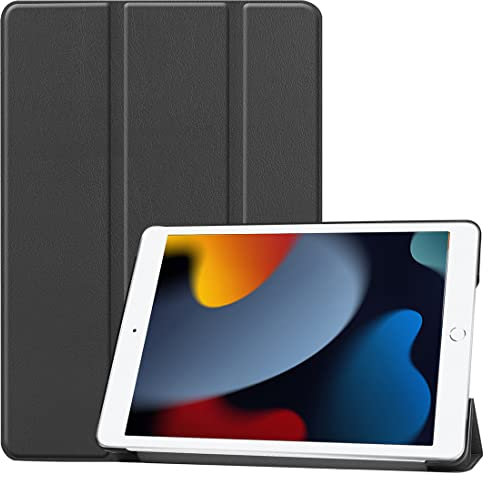 NOVAGO-Compatible avec IPad 10.2 2021/2020/2019 iPad 7/iPad 8/iPad 9 - Pochette, Étui Housse de Protection Solide et Pliable Fonction Mode Veille Automatique (Black)