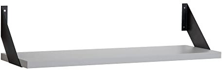 Wandregal mit Regalwinkeln, Regalboden Breite 60, 80 o. 100cm wählbar, T25xH2,5cm, Schweberegal versch. Farben Büroregal Wandboard Bücherregal Regal Büro, Laden, Flur (Regalboden 100cm, Lichtgrau)