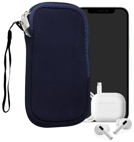kwmobile Handytasche für Smartphones XS - 3,5/4 - Neopren Handy Hülle Dunkelblau - Handy Tasche 12,5 x 6,5 cm Innenmaße