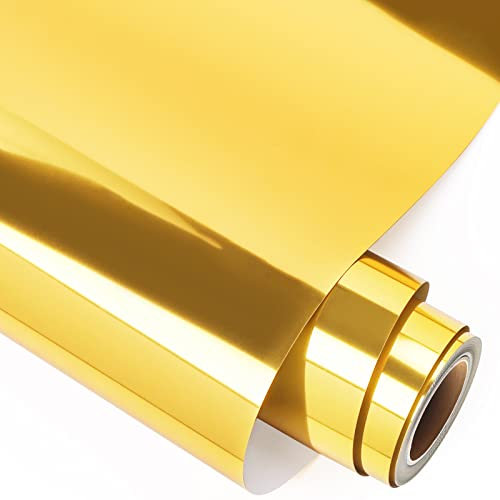 GIRAFVINYL Gold Metallic HTV Iron on Vinyl - 12 x8ft, Gold Heat Transfer Foil Vinyl for T-Shirt DIY Clothes, Garments