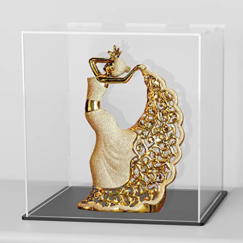 HEMYLU Acryl-Vitrine, super klare Displaybox mit mattem Boden und Deckel für Spielzeug, Figuren, Sammlerstücke (17,8 x 17,8 x 17,8 cm)